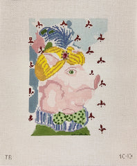 The Plum Stitchery Menagerie Collection - Pig Needlepoint Canvas - 18M
