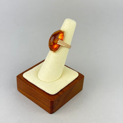 Vintage Russian 14k Rose Gold and Baltic Amber Cabochon Ring