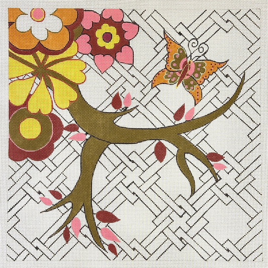 DJ Designs Lattice with Butterfly Needlepoint Canvas