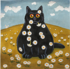 PLD Designs Vicky Mount Daisy Chain Cat Needlepoint Canvas