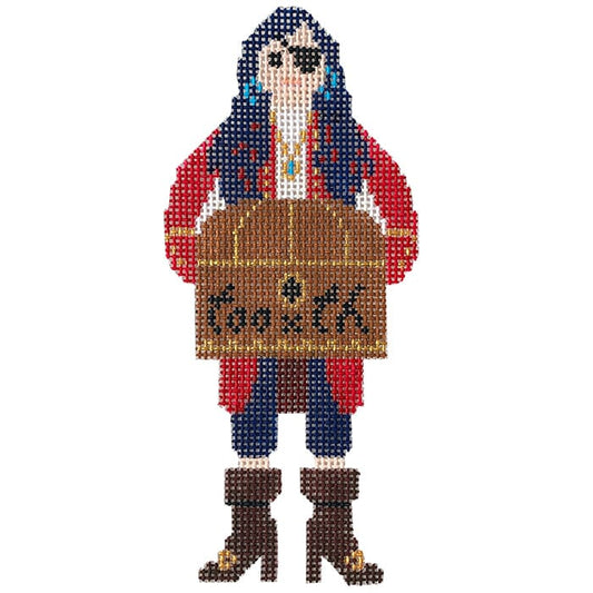 Anne Fisher Designs Pirate Bonny Pearl Tooth Pillow Needlepoint Canvas