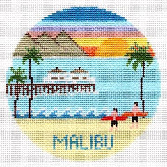 Doolittle Stitchery Malibu Travel Round Needlepoint Canvas