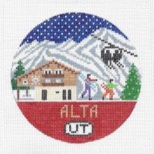 Doolittle Stitchery Alta Travel Round Needlepoint Canvas
