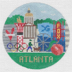 Doolittle Stitchery Atlanta Travel Round Needlepoint Canvas