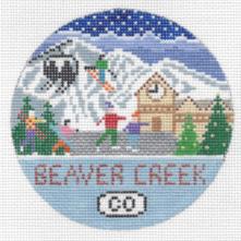 Doolittle Stitchery Beaver Creek Travel Round Needlepoint Canvas