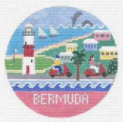 Doolittle Stitchery Bermuda Travel Round Needlepoint Canvas
