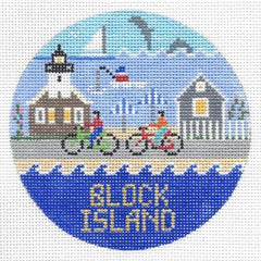 Doolittle Stitchery Block Island Travel Round Needlepoint Canvas