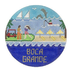 Doolittle Stitchery Boca Grande Golf Travel Round Needlepoint Canvas