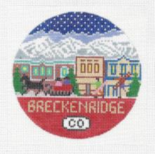 Doolittle Stitchery Breckenridge Travel Round Needlepoint Canvas