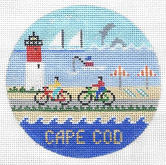 Doolittle Stitchery Cape Cod Travel Round Needlepoint Canvas
