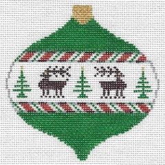 Doolittle Stitchery Christmas Ball with Reindeer Ornament Needlepoint Canvas