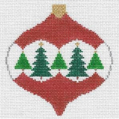 Doolittle Stitchery Christmas Ball with Trees Ornament Needlepoint Canvas
