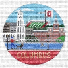 Doolittle Stitchery Columbus Travel Round Needlepoint Canvas
