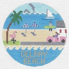 Doolittle Stitchery Delray Beach Travel Round Needlepoint Canvas