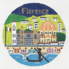 Doolittle Stitchery Florence Travel Round Needlepoint Canvas