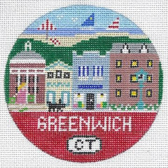 Doolittle Stitchery Greenwich Travel Round Needlepoint Canvas