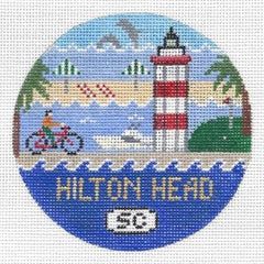 Doolittle Stitchery Hilton Head Travel Round Needlepoint Canvas
