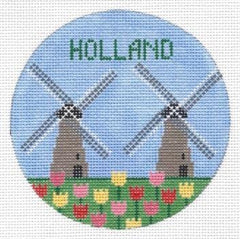 Doolittle Stitchery Holland Travel Round Needlepoint Canvas