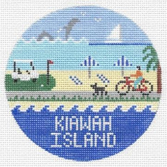 Doolittle Stitchery Kiawah Travel Round Needlepoint Canvas