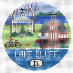 Doolittle Stitchery Lake Bluff Travel Round Needlepoint Canvas