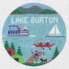 Doolittle Stitchery Lake Burton Travel Round Needlepoint Canvas