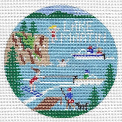 Doolittle Stitchery Lake Martin Travel Round Needlepoint Canvas