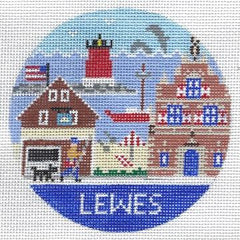 Doolittle Stitchery Lewes Travel Round Needlepoint Canvas
