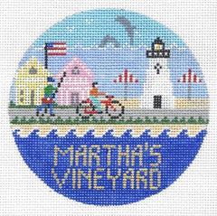 Doolittle Stitchery Martha's Vineyard Travel Round Needlepoint Canvas