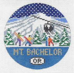 Doolittle Stitchery Mt. Bachelor Travel Round Needlepoint Canvas