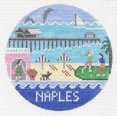 Doolittle Stitchery Naples Travel Round Needlepoint Canvas