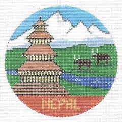 Doolittle Stitchery Nepal Travel Round Needlepoint Canvas