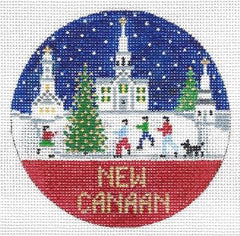 Doolittle Stitchery New Canaan Travel Round Needlepoint Canvas