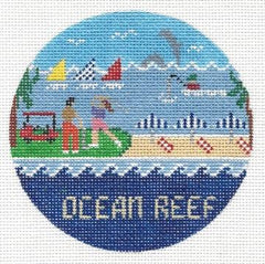 Doolittle Stitchery Ocean Reef Travel Round Needlepoint Canvas