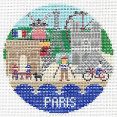 Doolittle Stitchery Paris Travel Round Needlepoint Canvas