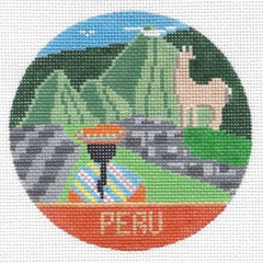 Doolittle Stitchery Peru Travel Round Needlepoint Canvas