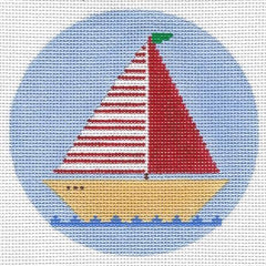 Doolittle Stitchery Red Sailboat Ornament Needlepoint Canvas