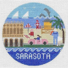 Doolittle Stitchery Sarasota Travel Round Needlepoint Canvas