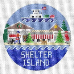 Doolittle Stitchery Shelter Island Travel Round Needlepoint Canvas