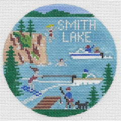 Doolittle Stitchery Smith Lake Travel Round Needlepoint Canvas