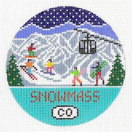Doolittle Stitchery Snowmass Travel Round Needlepoint Canvas