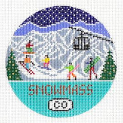 Doolittle Stitchery Snowmass Travel Round Needlepoint Canvas