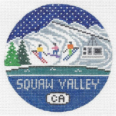 Doolittle Stitchery Squaw Valley Travel Round Needlepoint Canvas