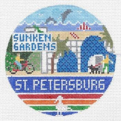 Doolittle Stitchery St. Petersburg Travel Round Needlepoint Canvas