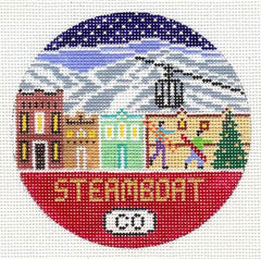 Doolittle Stitchery Steamboat Travel Round Needlepoint Canvas