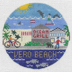 Doolittle Stitchery Vero Beach Travel Round Needlepoint Canvas