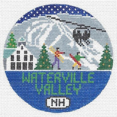 Doolittle Stitchery Waterville Valley Travel Round Needlepoint Canvas