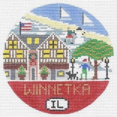 Doolittle Stitchery Winnetka Travel Round Needlepoint Canvas