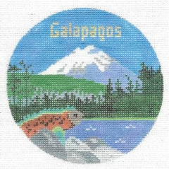 Doolittle Stitchery Galapagos Travel Travel Round Needlepoint Canvas