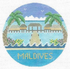 Doolittle Stitchery Maldives Travel Round Needlepoint Canvas