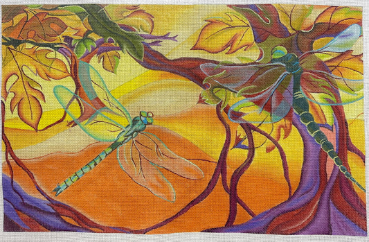 PLD Designs Dragonflies Morning Flight by Karen Dukes for PLD Needlepoint Designs Needlepoint Canvas